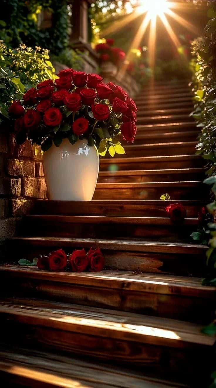 Roses left on the doorstep