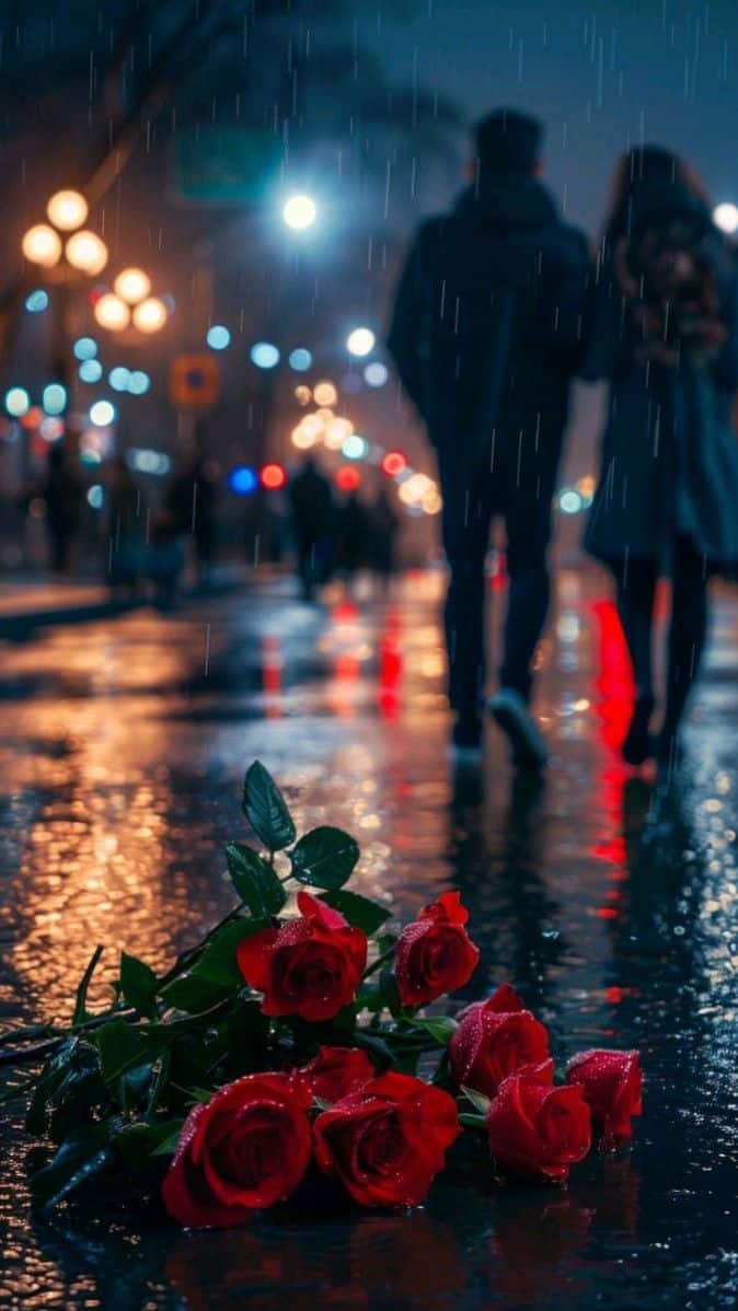 Walking together under the rain